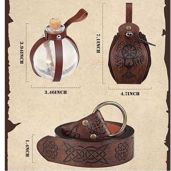 NWT ~ 10 Piece Medieval Renaissance Accessory Costume Set ~ Crown Pouch Viking - Picture 2 of 2